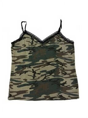 Libian USA NWT Y2K Women's Plus Size Camo Lace Trim Cami Size 3X Measures 1X